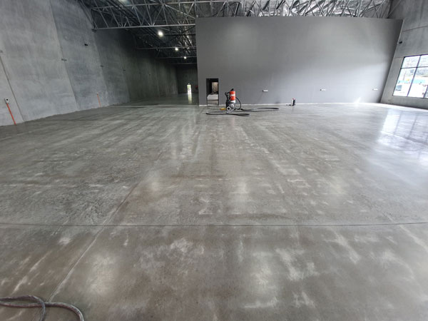 Burnished floor industrial warehouse
